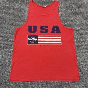 Vintage Hard Rock Hotel Cafe USA Tank Top Red Y2K Los Angeles XL